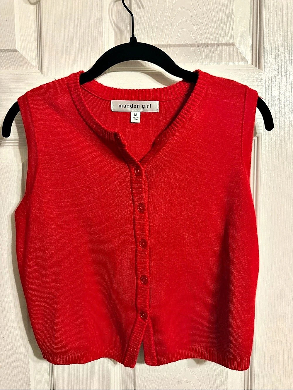 maden girl Button-Front Knit Vest in Red Small Like New
